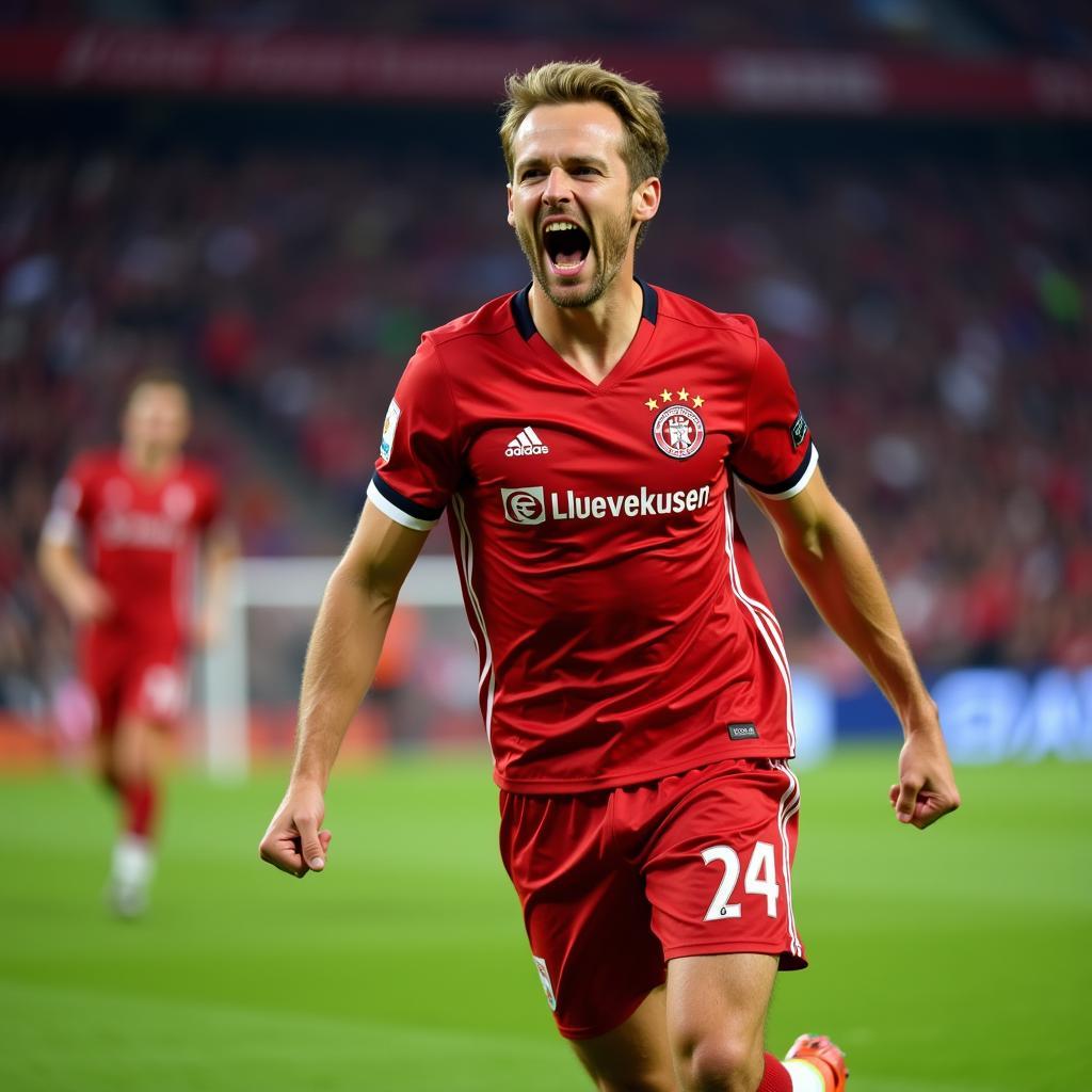 Stefan Kießling jubelt nach einem Tor für Bayer Leverkusen