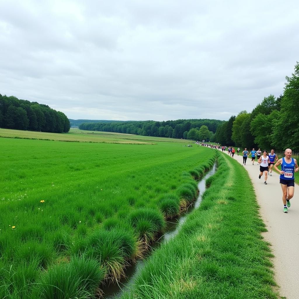 Die Strecke des 9 Meilen Lauf Leverkusen 2018 am Rhein