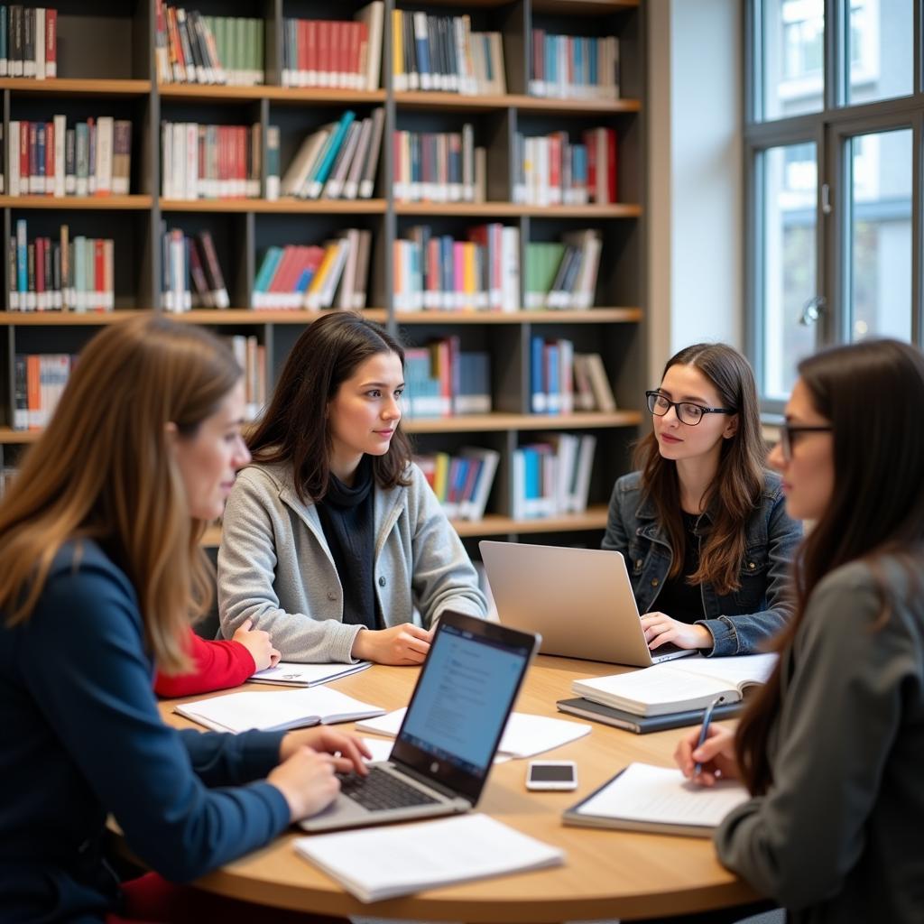 Studenten lernen in der Universitätsbibliothek Leverkusen