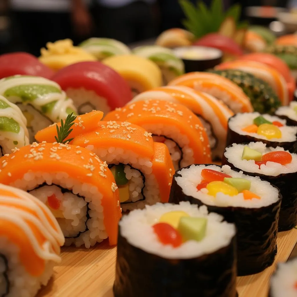 Sushi Rollen am Buffet in Leverkusen