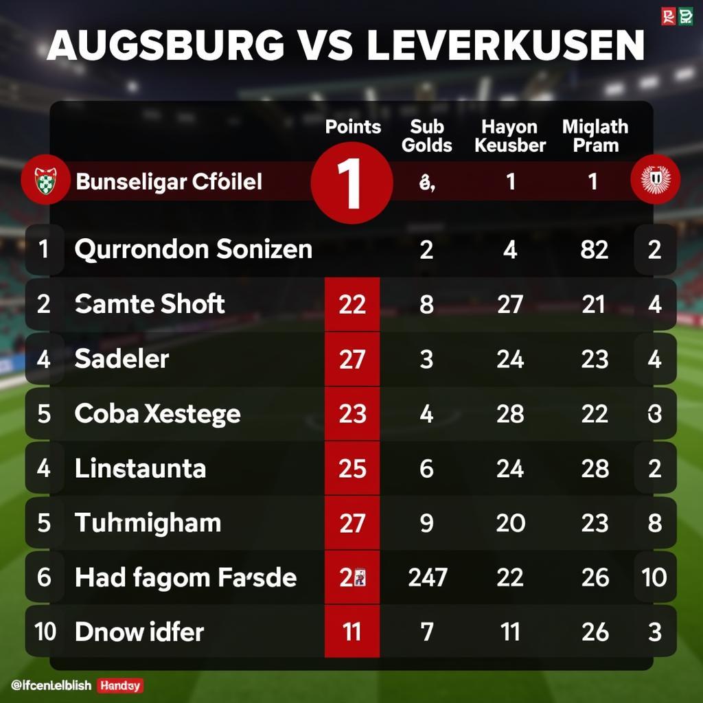 Tabellenstand Augsburg und Leverkusen