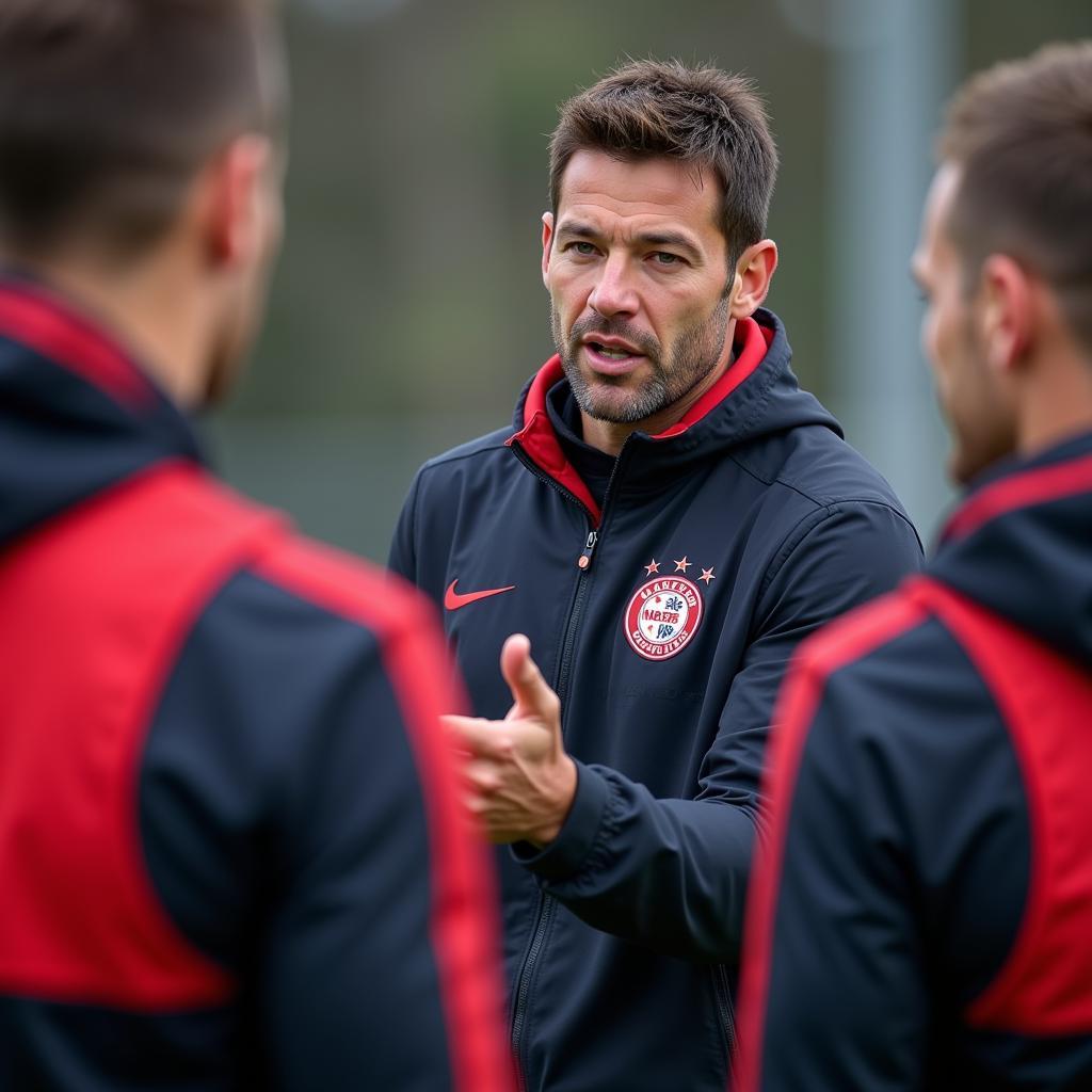 Taktikbesprechung beim Bayer 04 Leverkusen Training