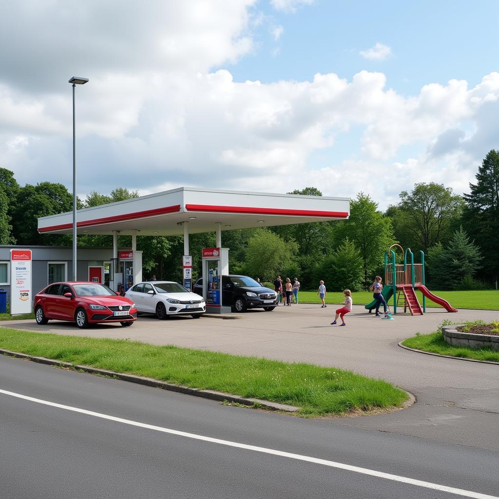 Tankstelle und Spielplatz am Autohof