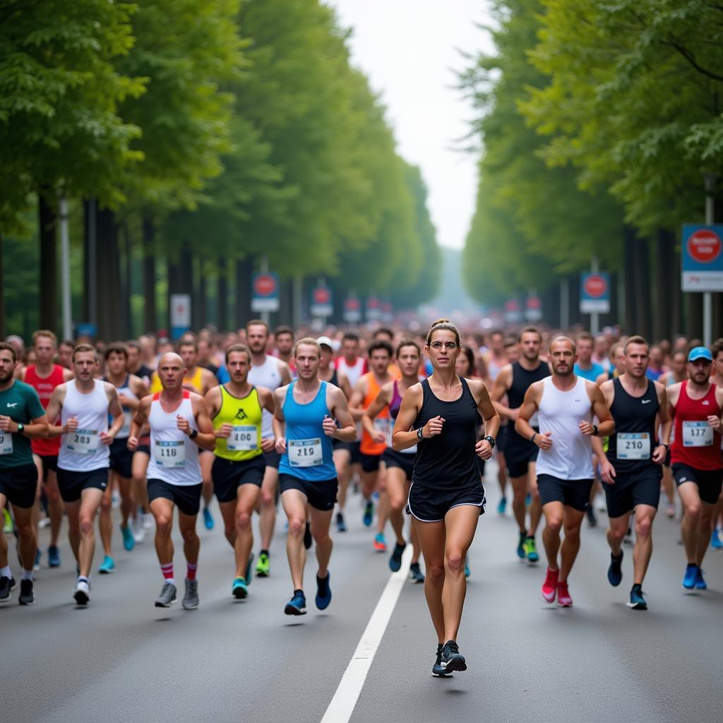 Teilnehmer beim 9 Meilen Lauf Leverkusen 2018