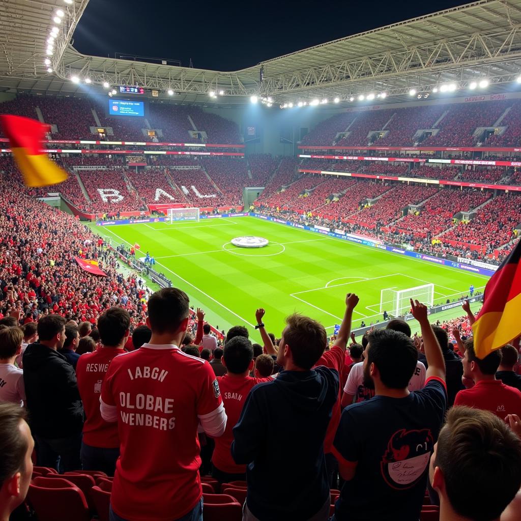 Arbeiten im Stadion bei Bayer Leverkusen