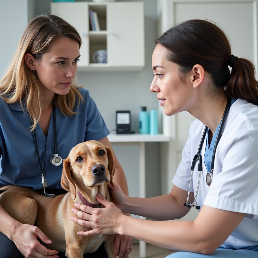 Tierarzt berät Patientenbesitzer