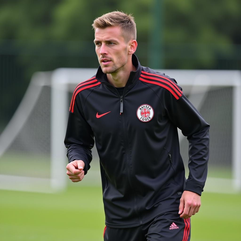 Tim Handwerker im Training mit Bayer 04 Leverkusen