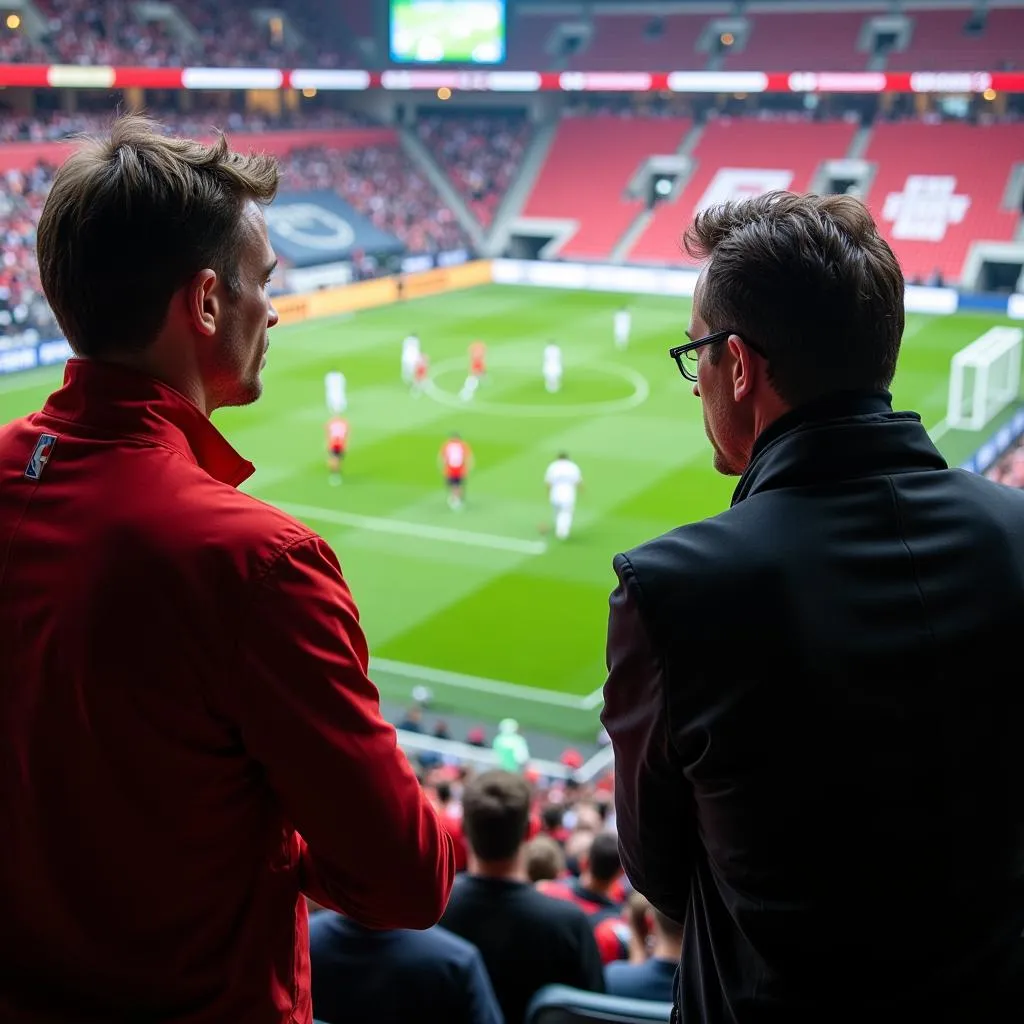 Trainer von Bayer Leverkusen und FC Bayern München am Spielfeldrand