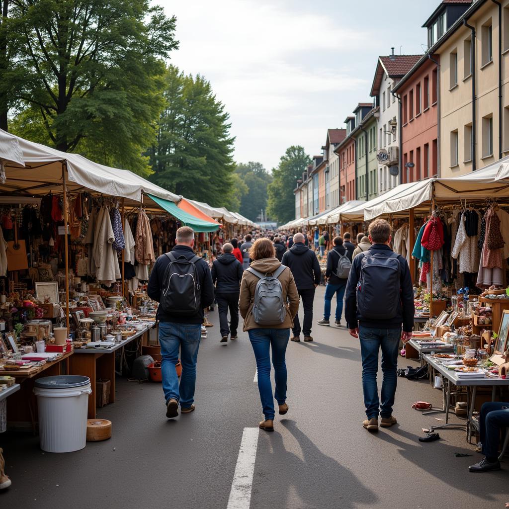 Lebhafter Trödelmarkt in Leverkusen