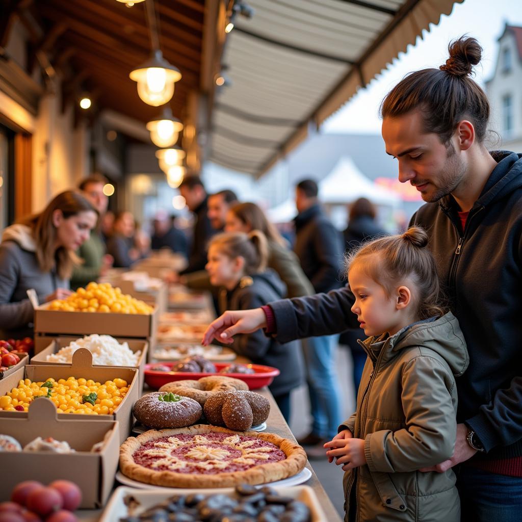 Familien beim Stöbern auf dem Trödelmarkt Leverkusen Real