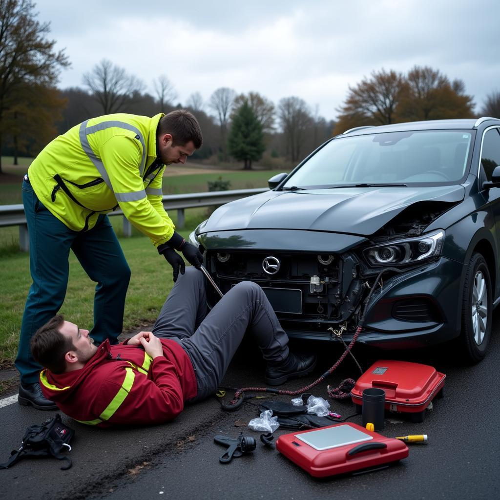 Erste-Hilfe-Maßnahmen nach einem Unfall auf der A1 Leverkusen