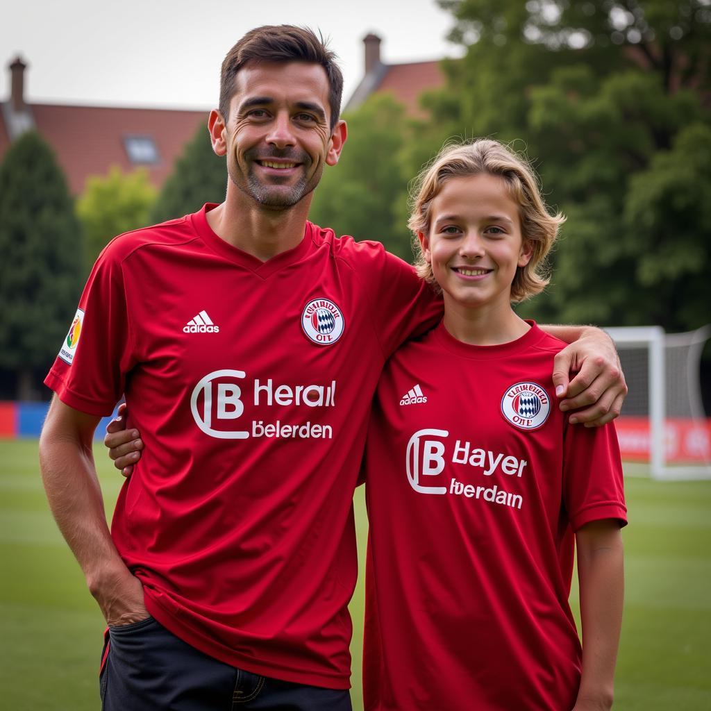 Vater und Sohn im Bayer Leverkusen Trikot