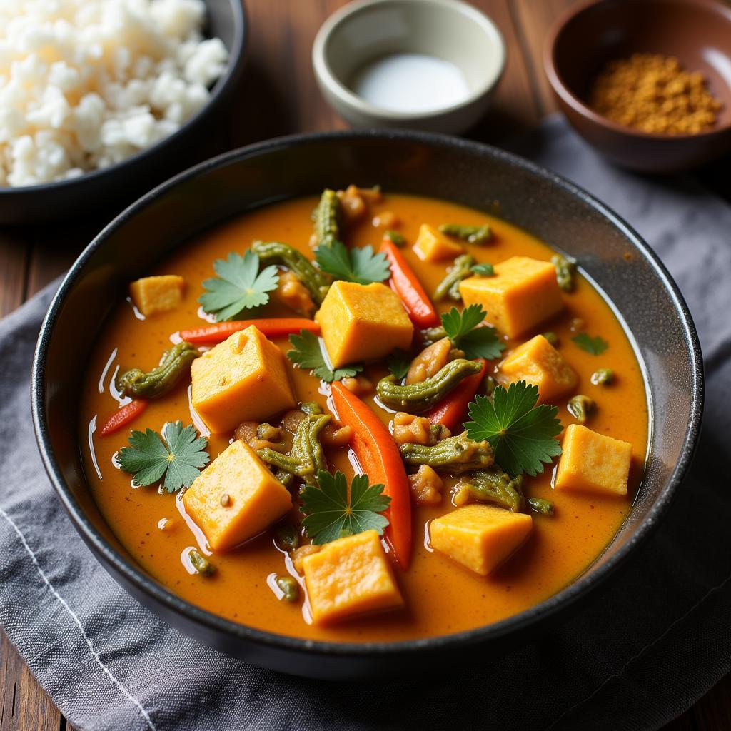 Vegetarisches Curry mit Tofu und Gemüse bei Asia Wok