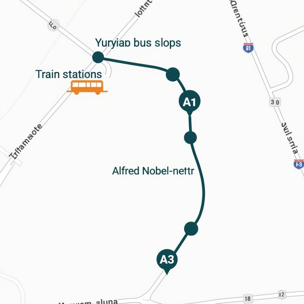 Öffentliche Verkehrsmittel und Autobahnanbindung an der Alfred-Nobel-Str