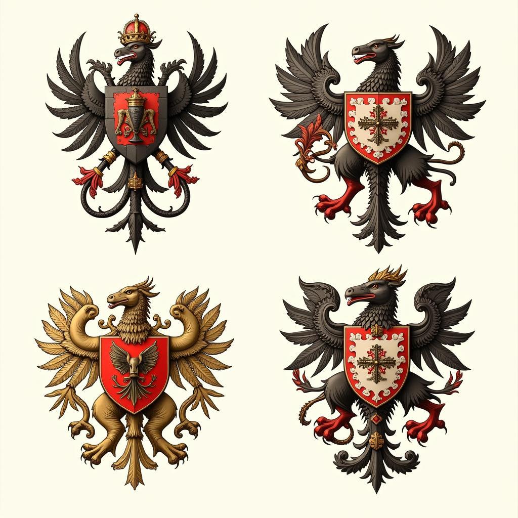 Die vier Wappen der Gründungsstädte Leverkusens