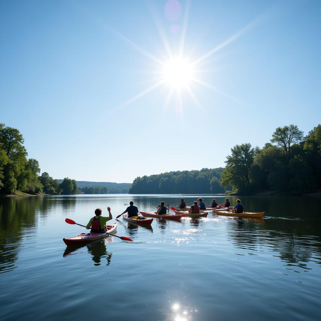 Wassersportler genießen den See