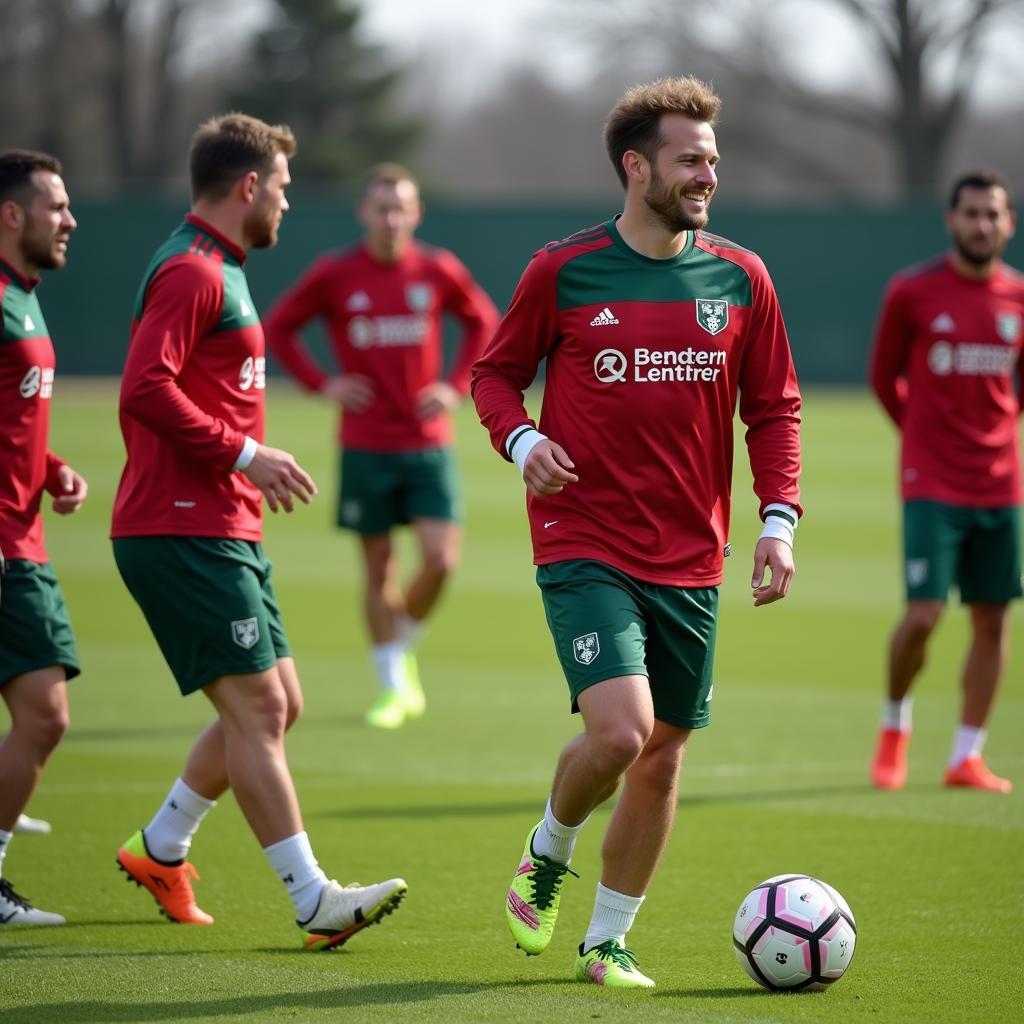 Werder Profi im Training bei Bayer Leverkusen