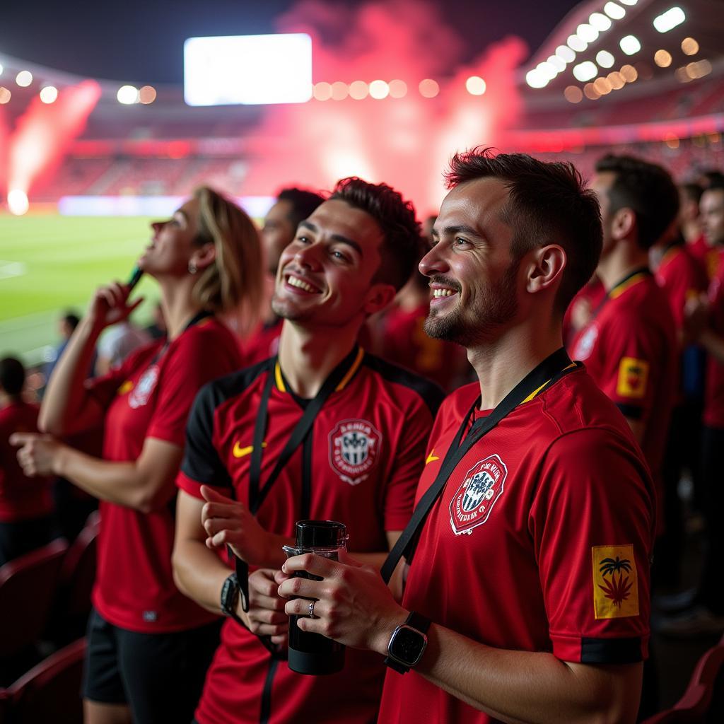 Werkself-Fans feiern einen Sieg im Stadion