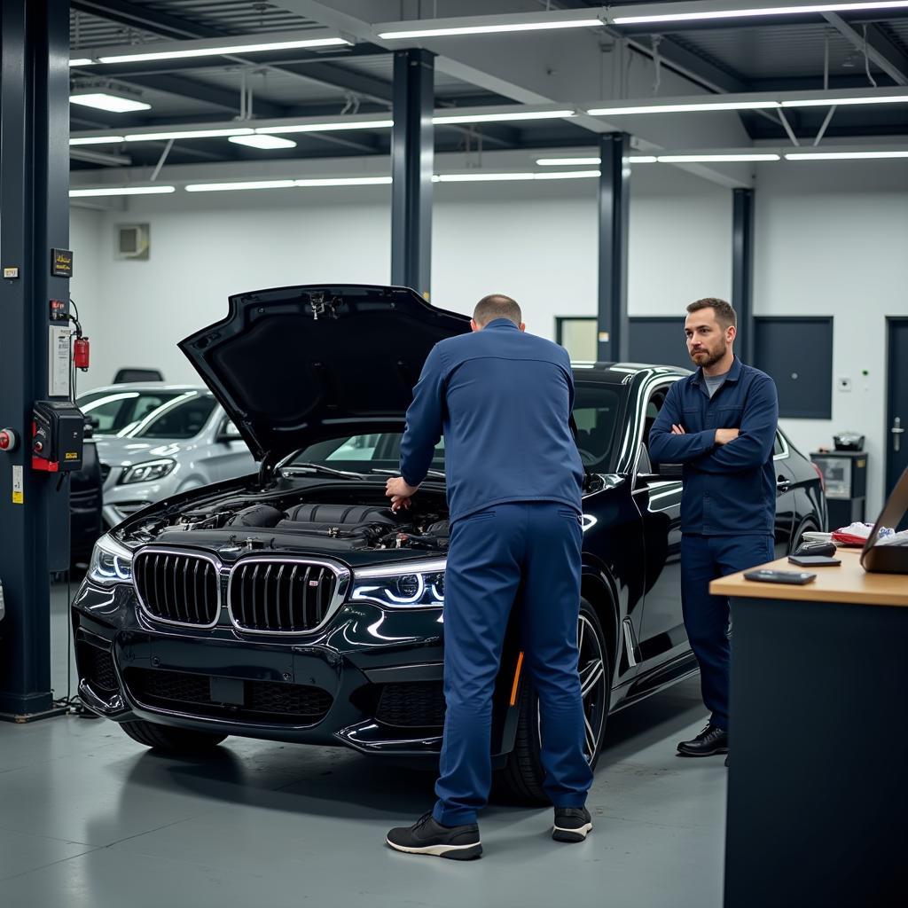 Moderne Werkstatt im Autohaus Leverkusen