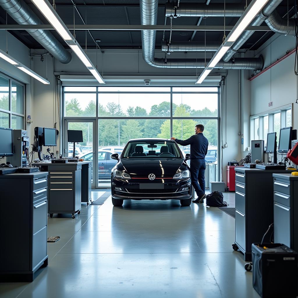 Moderner Werkstatt Service im Volkswagen Zentrum Leverkusen