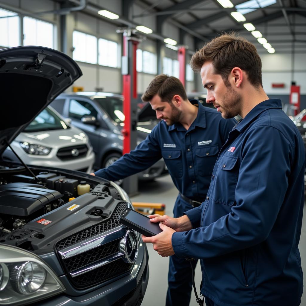 Professionelles Werkstatt-Team bei Autohaus Prinz