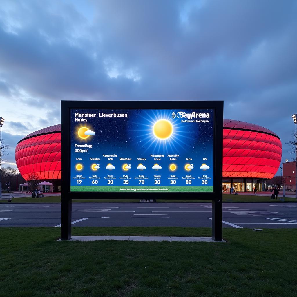 Wettervorhersage am Fußballstadion Leverkusen