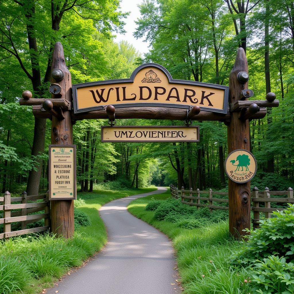 Eingang zum Wildpark Reuschenberg in Leverkusen