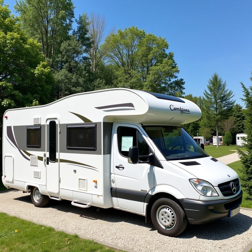 Ein komfortabler Wohnmobil-Stellplatz auf dem Camping Meier in Leverkusen