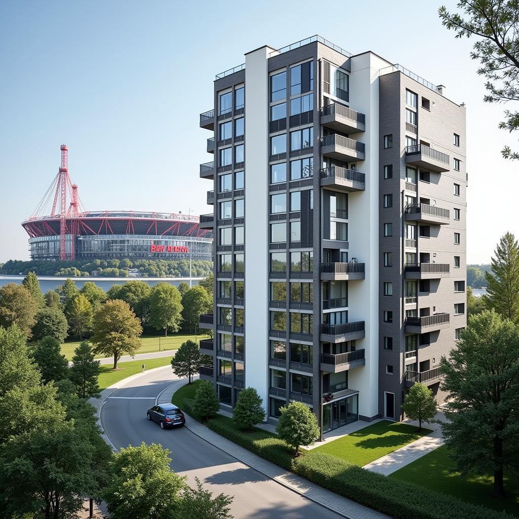 Moderne Eigentumswohnung in Leverkusen mit Blick auf die BayArena