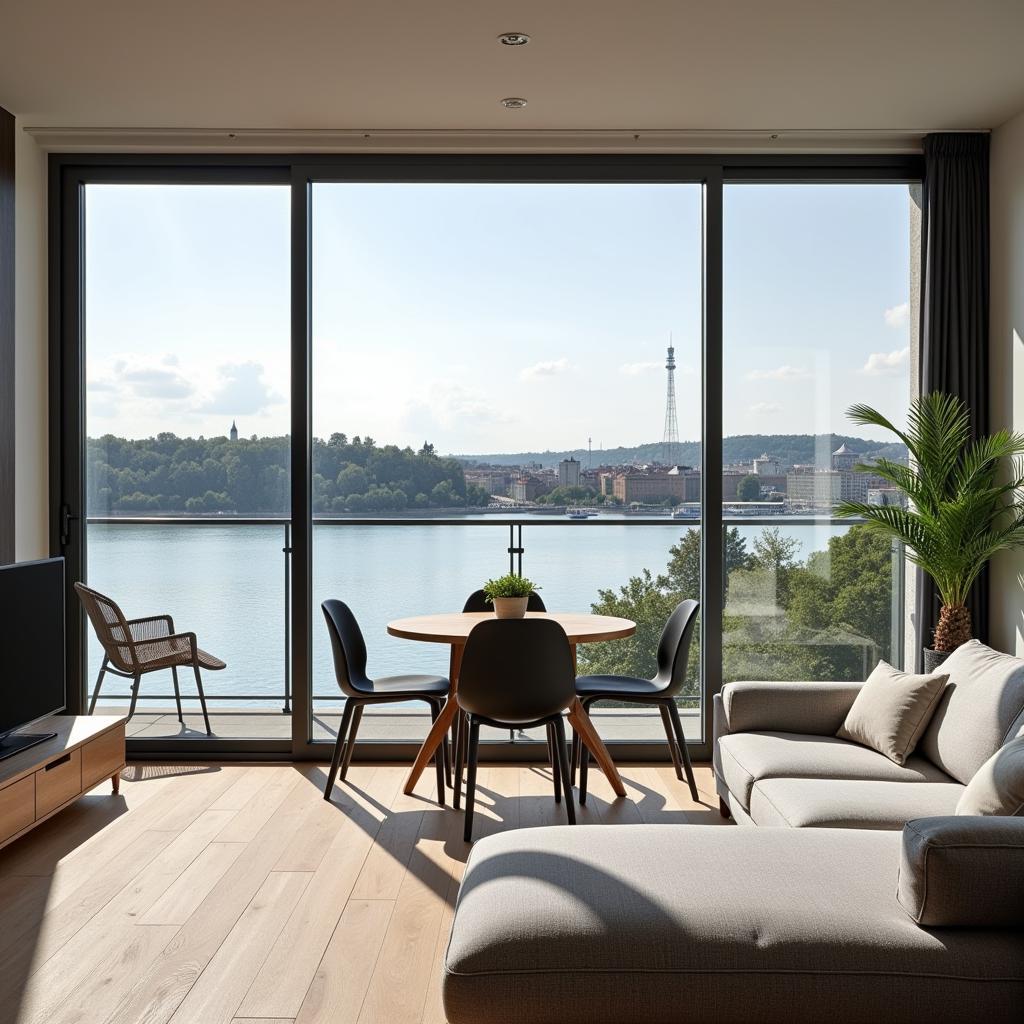 Moderne Wohnung mit Blick auf den Rhein in Leverkusen