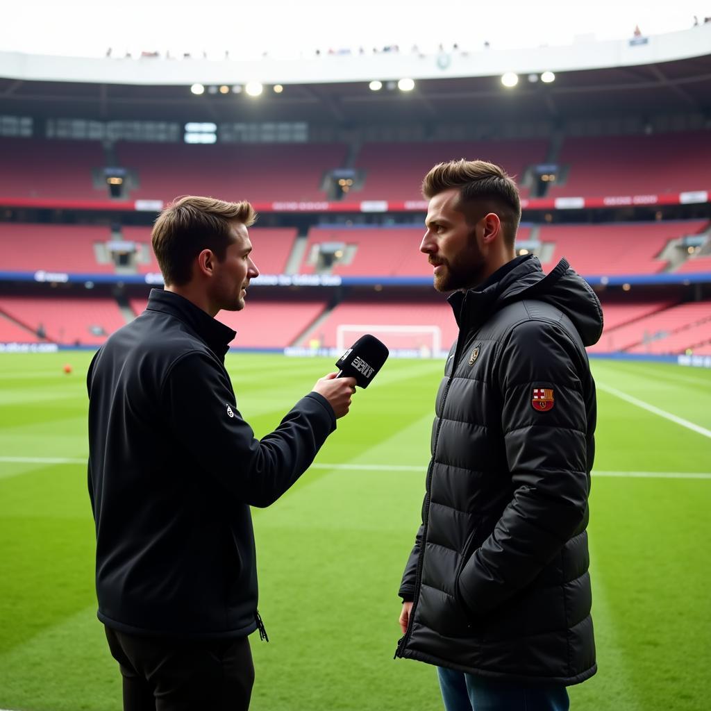 Xabi Alonso gibt Interview in der BayArena