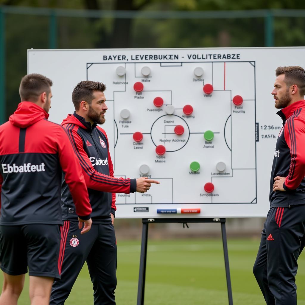 Trainer Xabi Alonso erklärt die Taktik an der Taktiktafel