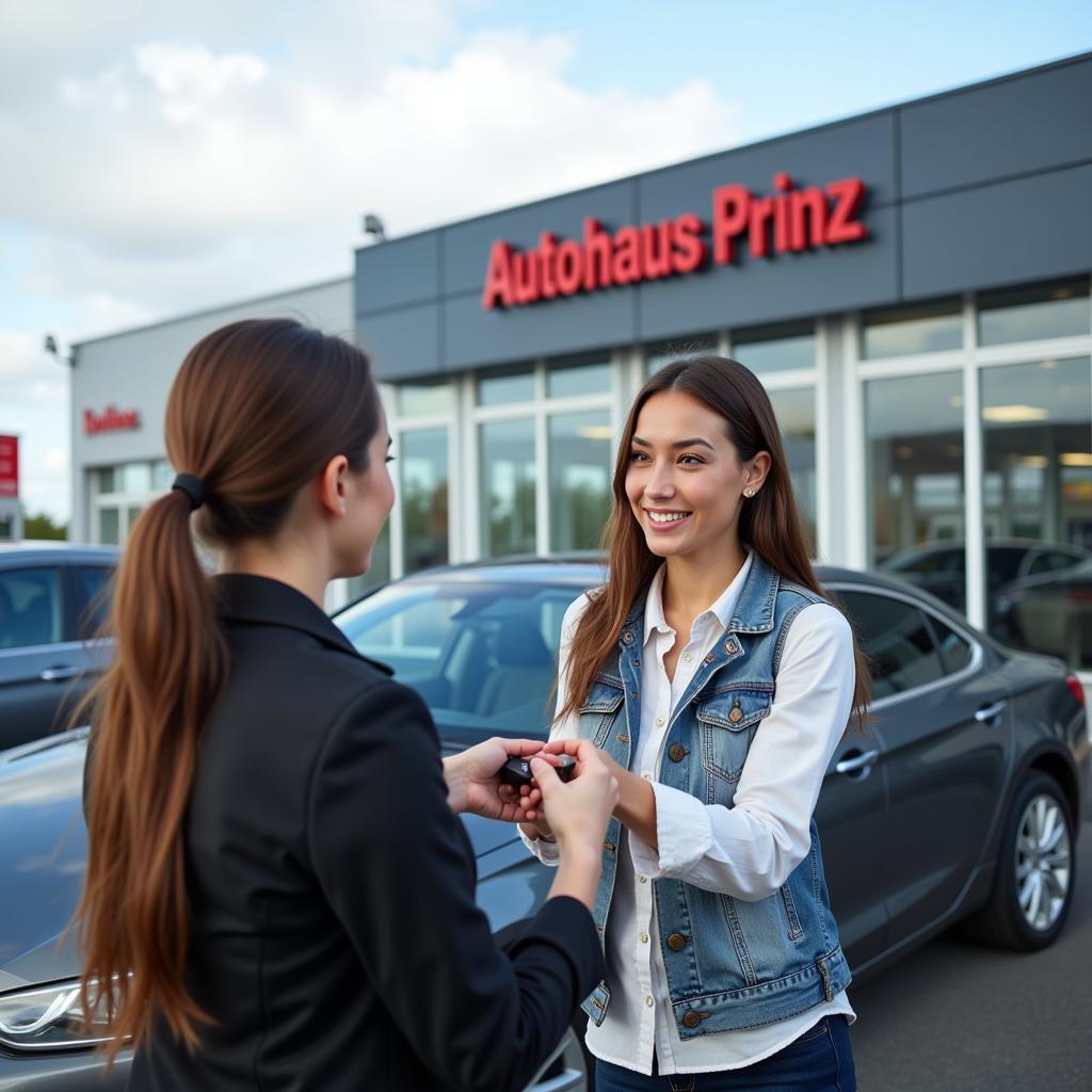 Übergabe eines Gebrauchtwagens im Autohaus Prinz Leverkusen