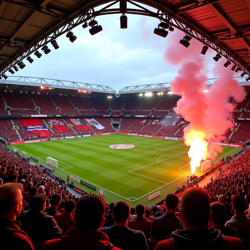 Fans im Stadion beim Derby 1. FC Köln gegen Bayer Leverkusen