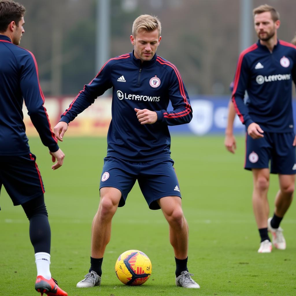 Spieler des 1. FC Leverkusen beim Training.