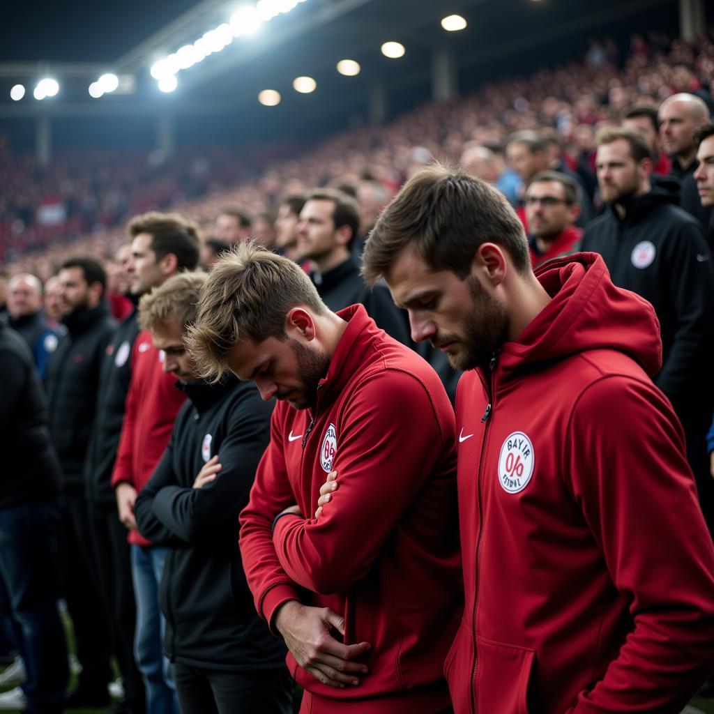 Enttäuschte Fans im Stadion nach einer Niederlage von Bayer 04 Leverkusen