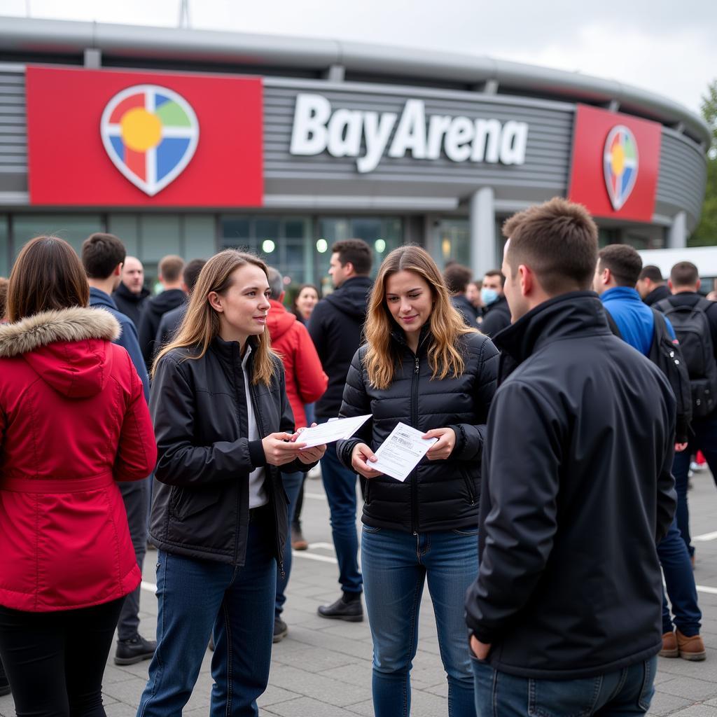 2G-Regel im BayArena Stadion: Fans zeigen ihren Impfnachweis am Eingang.