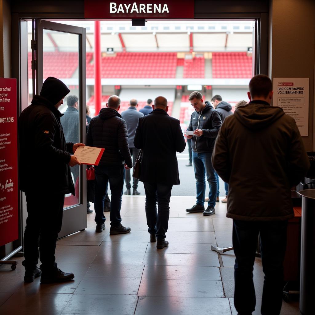 2G-Regel im Fußballstadion Leverkusen: Einlasskontrolle für geimpfte und genesene Fans.