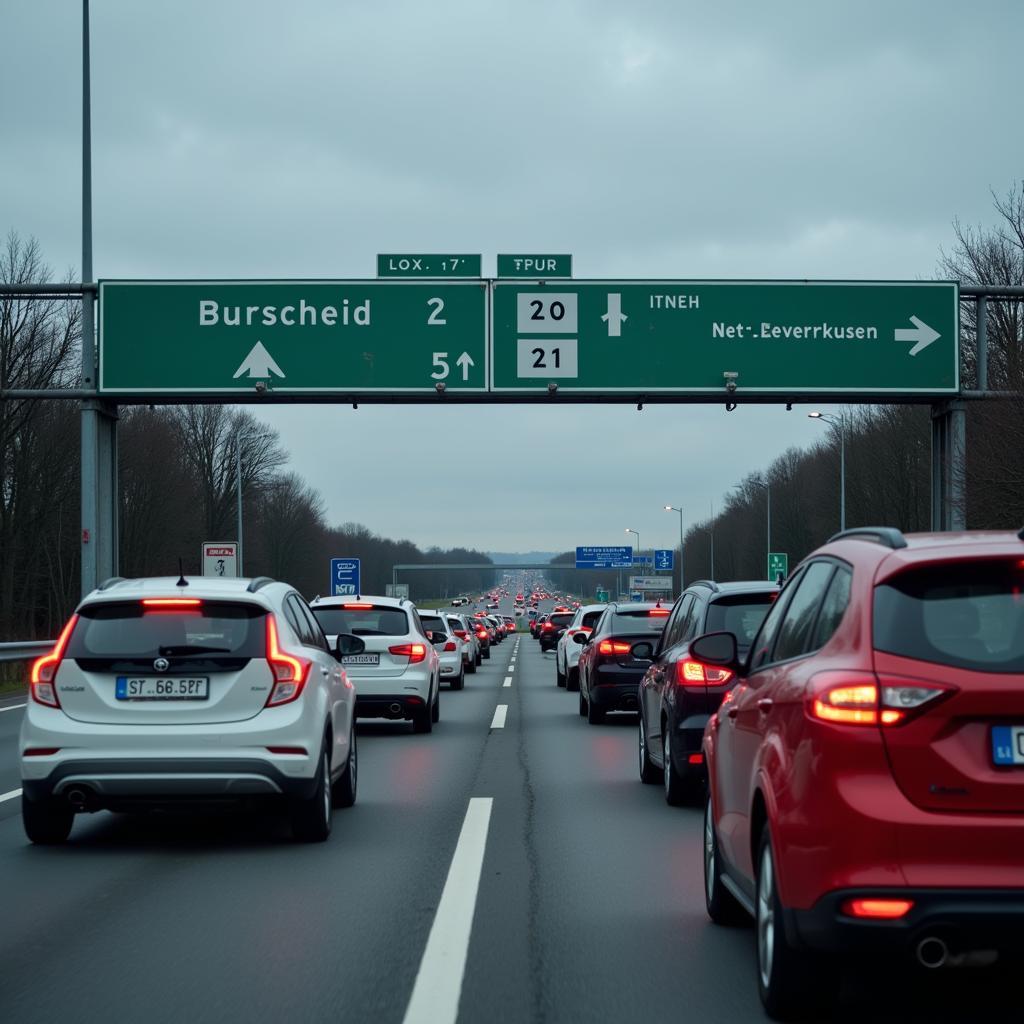 Verkehrslage auf der A1 Burscheid Richtung Leverkusen