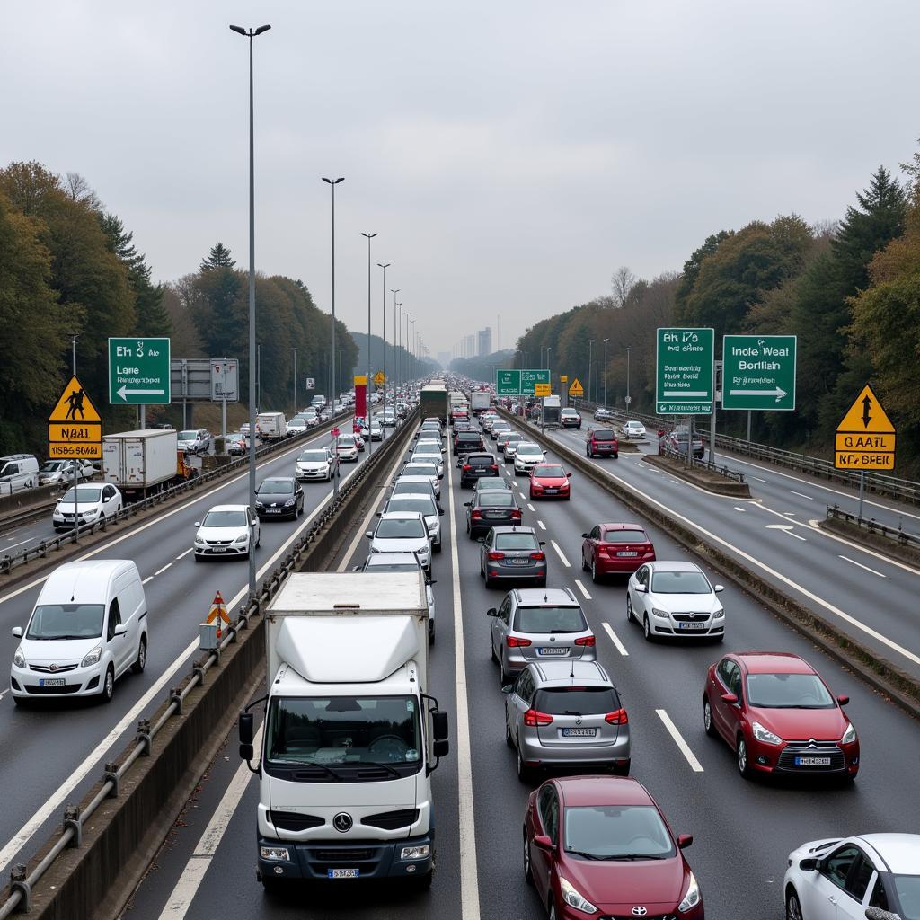 Verkehrslage an der A1 Leverkusener Brücke mit Stau