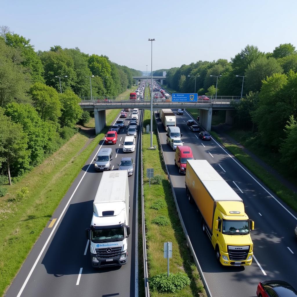 Verkehrschaos am Leverkusener Kreuz während der Sperrung am 18.05.2019