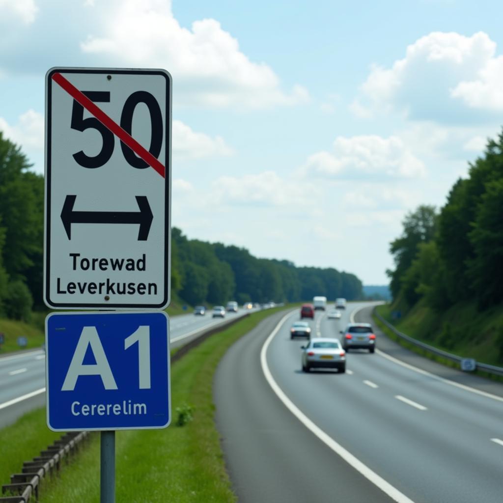 Geschwindigkeitsbegrenzung auf der A1 Richtung Leverkusen