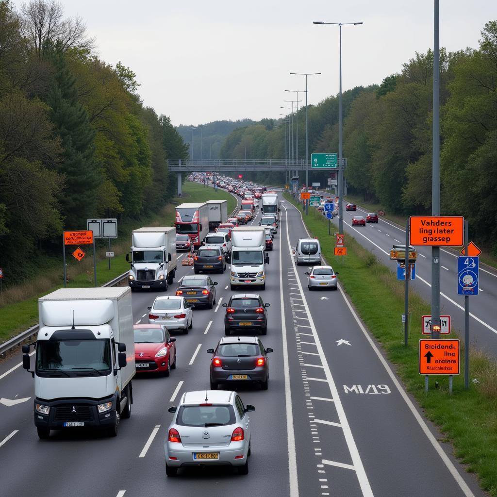 Verkehrslage während des A3 Ausbaus in Leverkusen