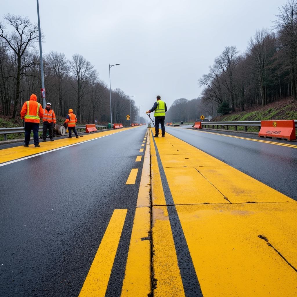 A3 Leverkusen Markierung Baustelle