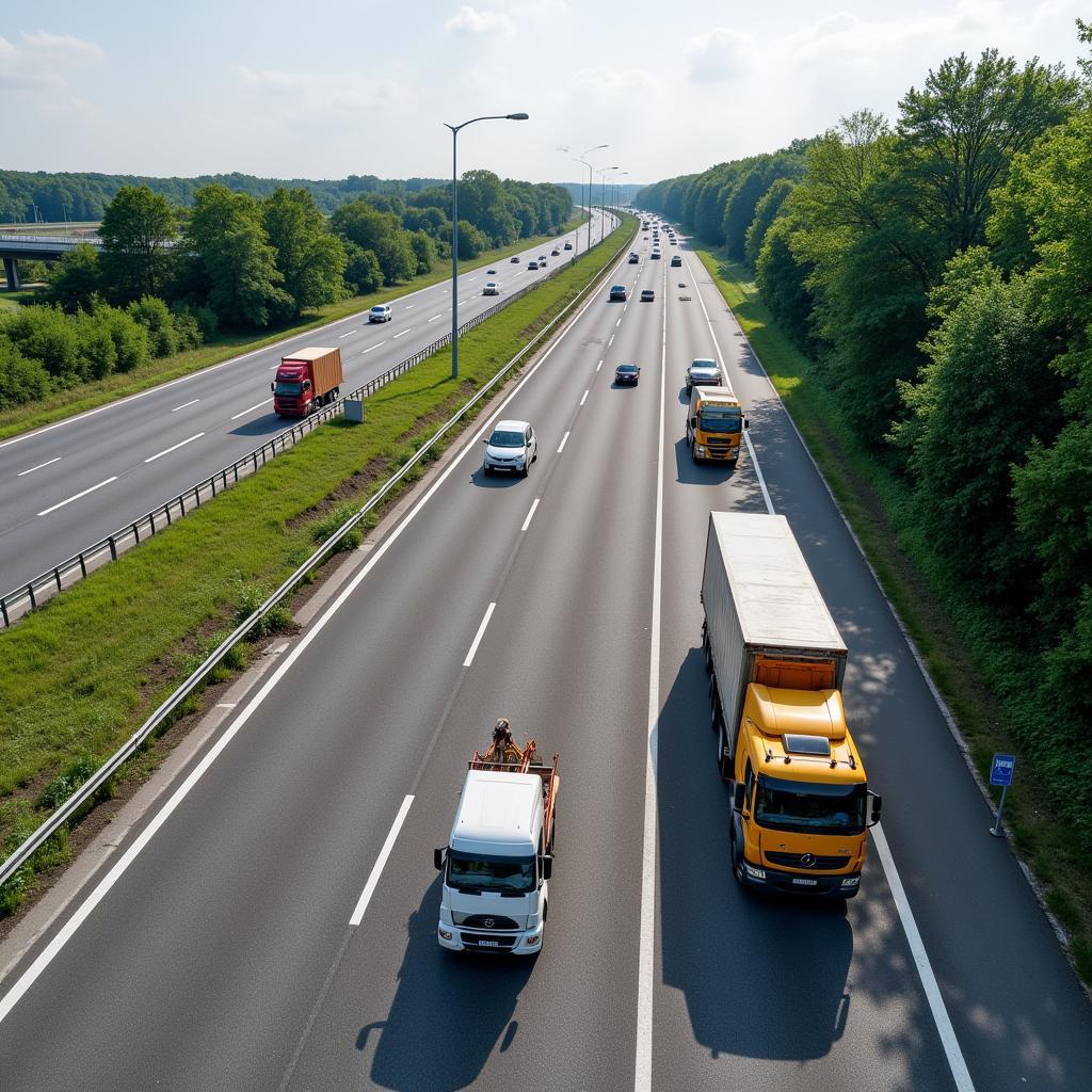 Baustelle auf der A3 bei Leverkusen