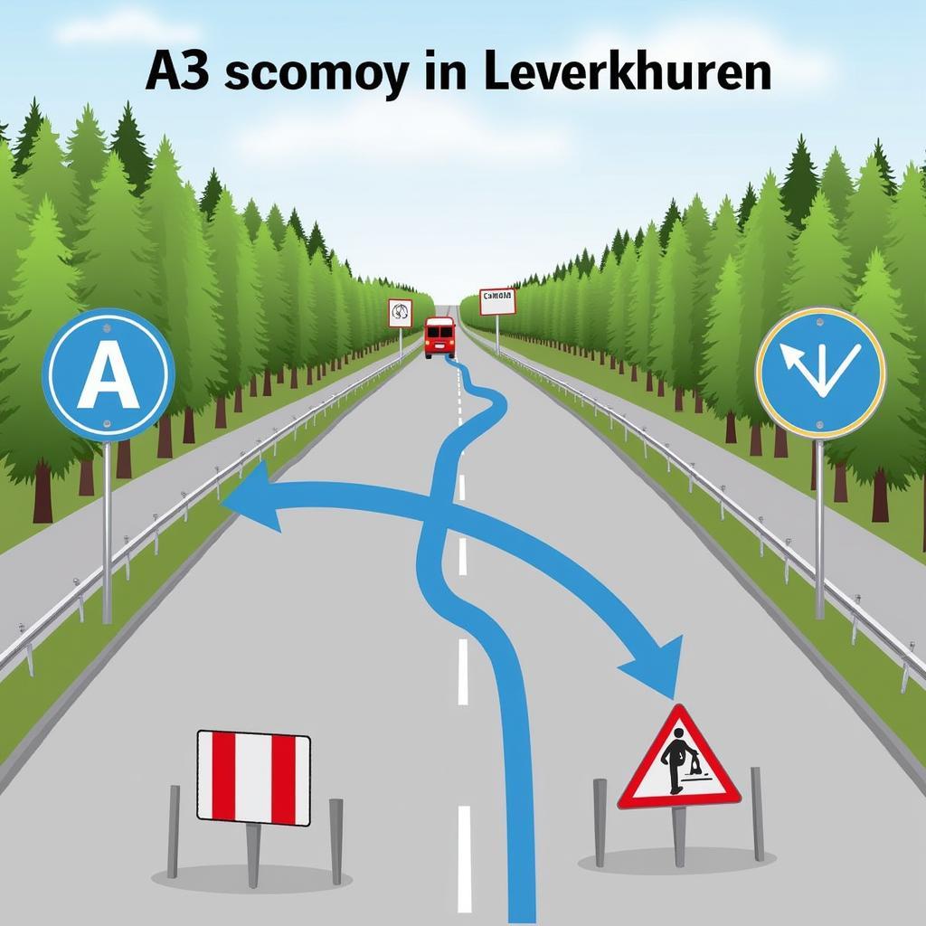 Umleitung wegen Sperrung auf der A3 bei Leverkusen