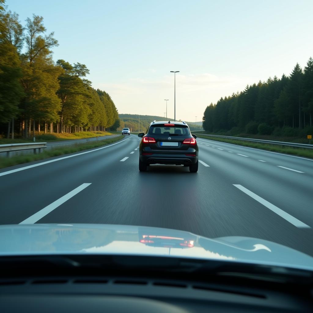 Autofahrer hält Sicherheitsabstand auf der A3 bei Leverkusen