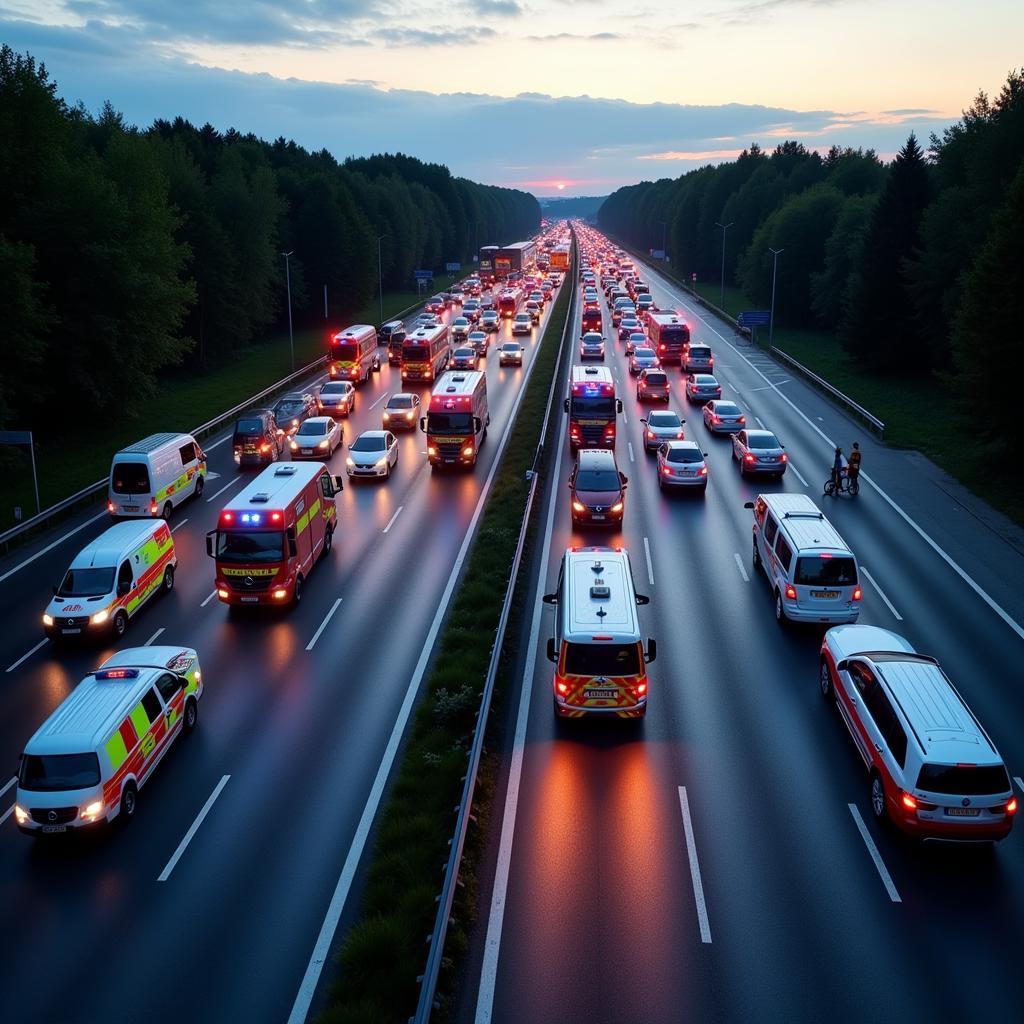 Verkehrsbehinderung nach einem Unfall auf der A3 bei Leverkusen