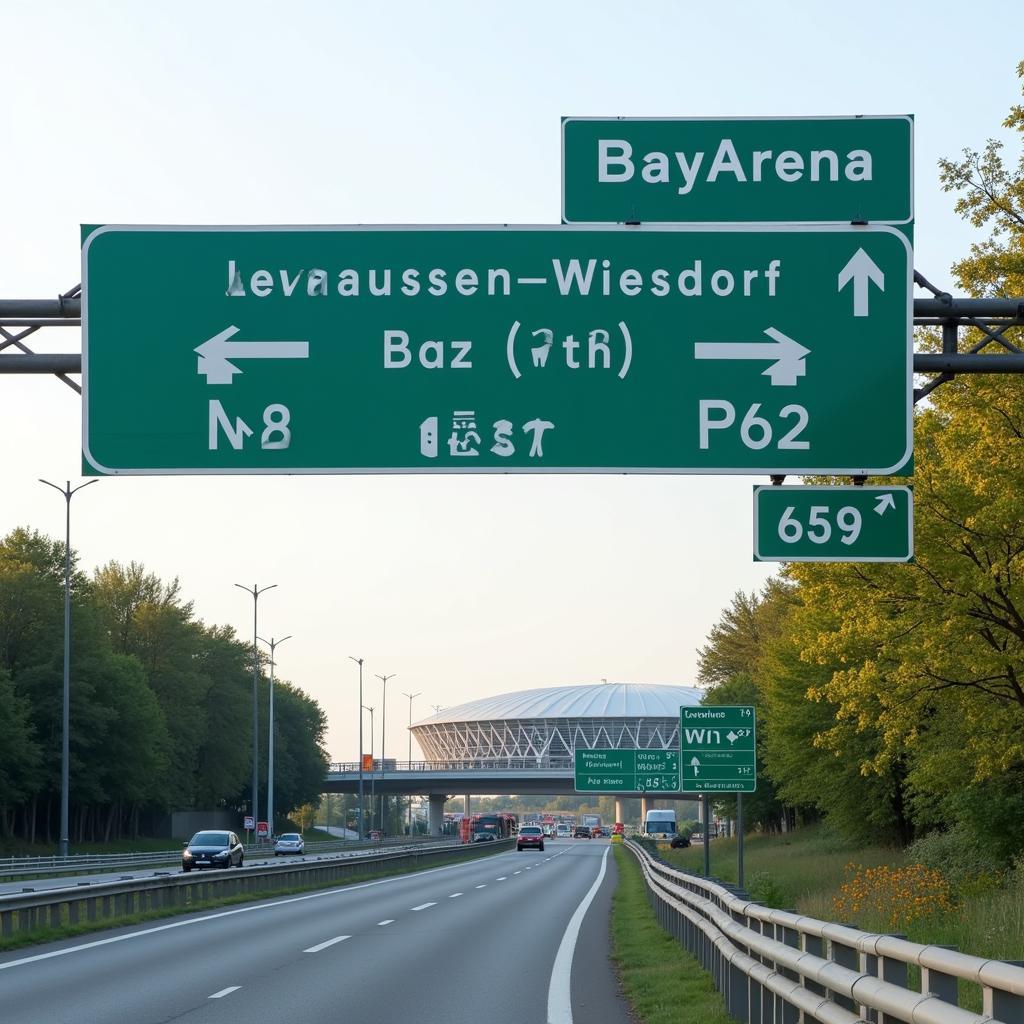 A59 Ausfahrt Leverkusen Wiesdorf BayArena