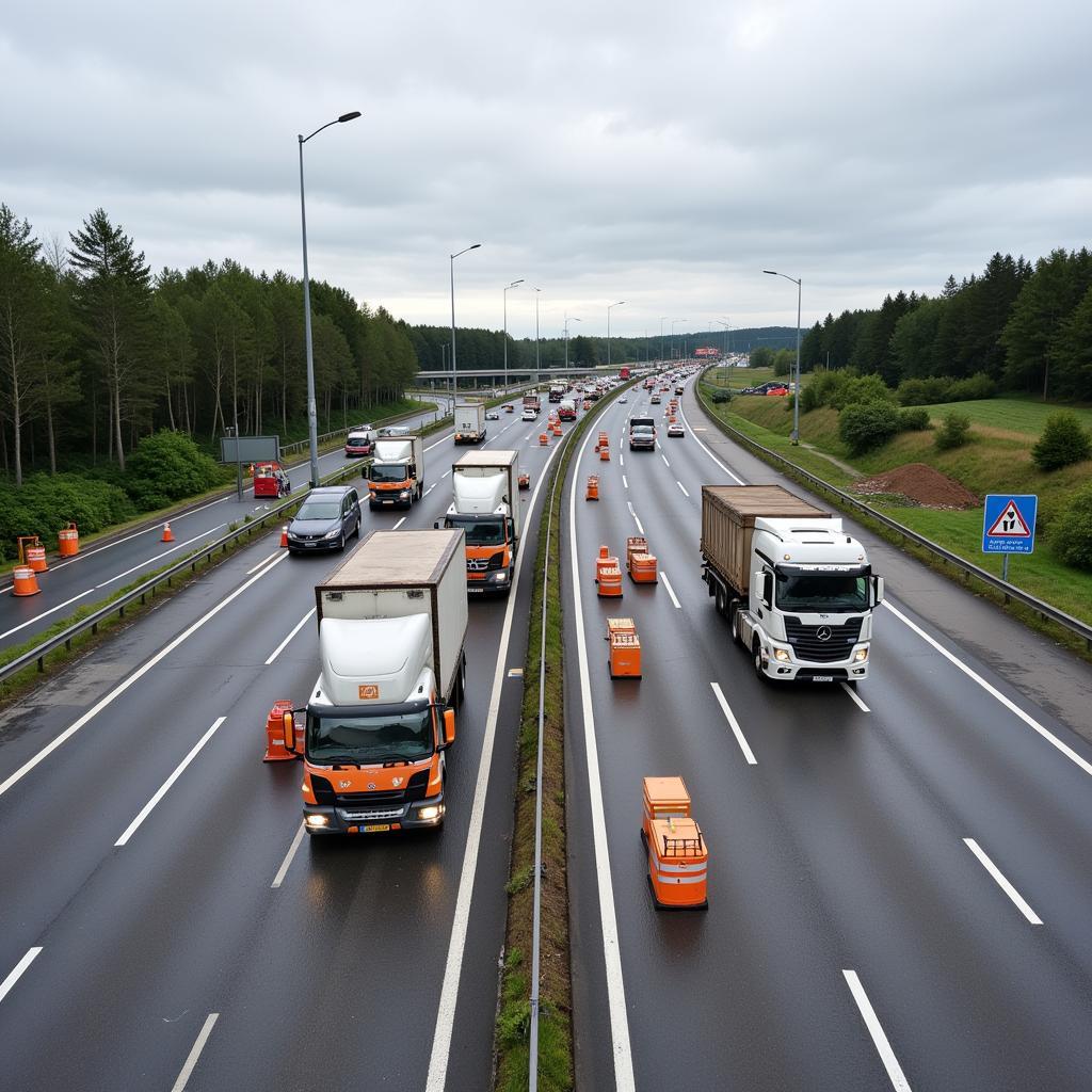 Baustellen auf der A59 Leverkusen Richtung Köln